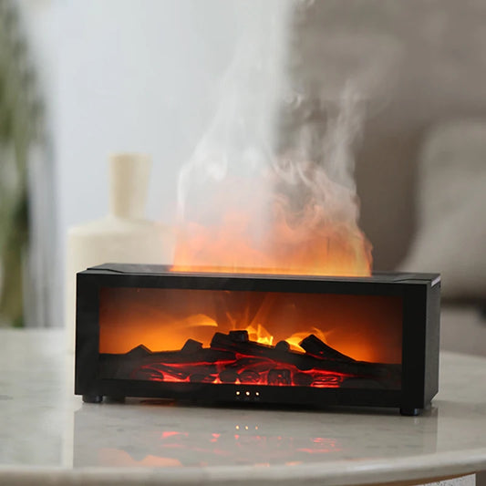 Flammande atmosfär luftfuktare simulering eldstad