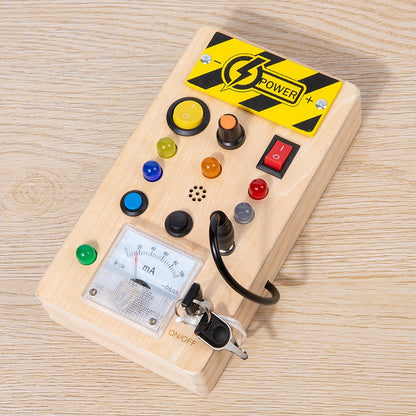 Montessori tavla Sensoriska leksaker Trä med LED-ljusbrytare Styrbräda Rese aktivitet Barnspel för 2-4 år