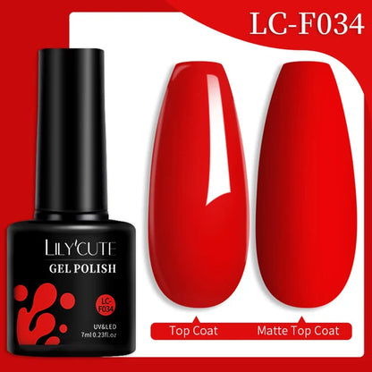 LILYCUTE 7ML Färgglad Gel Nagellack 129 Färger Långvarig För Manikyr Semi Permanent Base Top Coat Nail Art UV Gel Lack