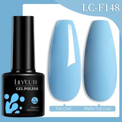 LILYCUTE 7ML Färgglad Gel Nagellack 129 Färger Långvarig För Manikyr Semi Permanent Base Top Coat Nail Art UV Gel Lack