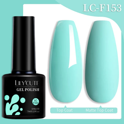 LILYCUTE 7ML Färgglad Gel Nagellack 129 Färger Långvarig För Manikyr Semi Permanent Base Top Coat Nail Art UV Gel Lack