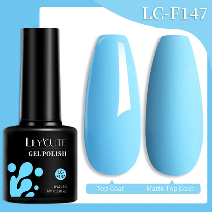 LILYCUTE 7ML Färgglad Gel Nagellack 129 Färger Långvarig För Manikyr Semi Permanent Base Top Coat Nail Art UV Gel Lack