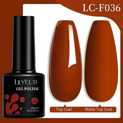 LILYCUTE 7ML Färgglad Gel Nagellack 129 Färger Långvarig För Manikyr Semi Permanent Base Top Coat Nail Art UV Gel Lack