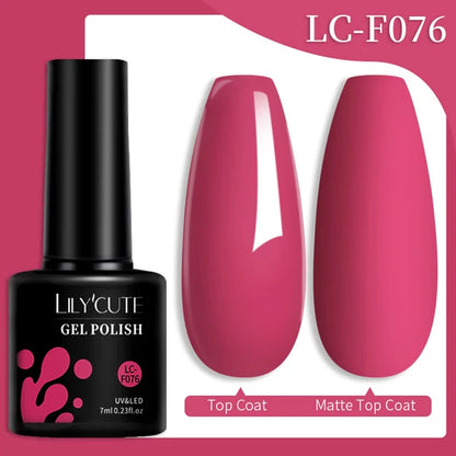 LILYCUTE 7ML Färgglad Gel Nagellack 129 Färger Långvarig För Manikyr Semi Permanent Base Top Coat Nail Art UV Gel Lack
