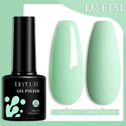LILYCUTE 7ML Färgglad Gel Nagellack 129 Färger Långvarig För Manikyr Semi Permanent Base Top Coat Nail Art UV Gel Lack