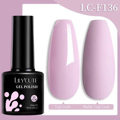 LILYCUTE 7ML Färgglad Gel Nagellack 129 Färger Långvarig För Manikyr Semi Permanent Base Top Coat Nail Art UV Gel Lack