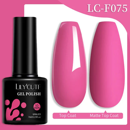 LILYCUTE 7ML Färgglad Gel Nagellack 129 Färger Långvarig För Manikyr Semi Permanent Base Top Coat Nail Art UV Gel Lack