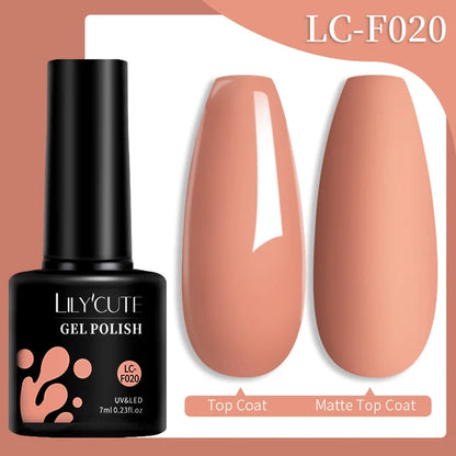 LILYCUTE 7ML Färgglad Gel Nagellack 129 Färger Långvarig För Manikyr Semi Permanent Base Top Coat Nail Art UV Gel Lack