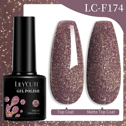 LILYCUTE 7ML Färgglad Gel Nagellack 129 Färger Långvarig För Manikyr Semi Permanent Base Top Coat Nail Art UV Gel Lack