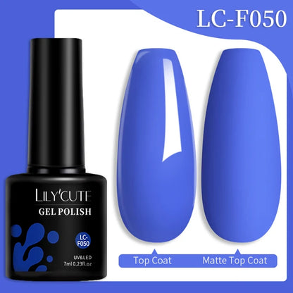 LILYCUTE 7ML Färgglad Gel Nagellack 129 Färger Långvarig För Manikyr Semi Permanent Base Top Coat Nail Art UV Gel Lack