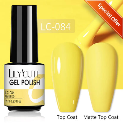 LILYCUTE 7ML Färgglad Gel Nagellack 129 Färger Långvarig För Manikyr Semi Permanent Base Top Coat Nail Art UV Gel Lack