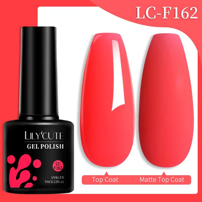 LILYCUTE 7ML Färgglad Gel Nagellack 129 Färger Långvarig För Manikyr Semi Permanent Base Top Coat Nail Art UV Gel Lack