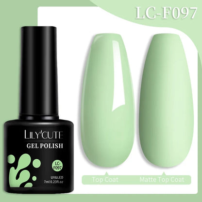LILYCUTE 7ML Färgglad Gel Nagellack 129 Färger Långvarig För Manikyr Semi Permanent Base Top Coat Nail Art UV Gel Lack