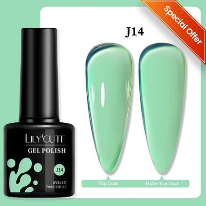 LILYCUTE 7ML Färgglad Gel Nagellack 129 Färger Långvarig För Manikyr Semi Permanent Base Top Coat Nail Art UV Gel Lack