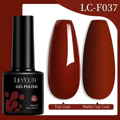 LILYCUTE 7ML Färgglad Gel Nagellack 129 Färger Långvarig För Manikyr Semi Permanent Base Top Coat Nail Art UV Gel Lack