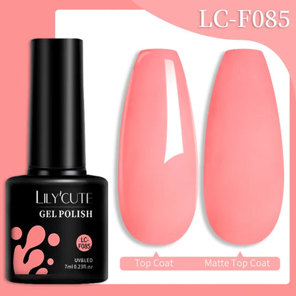 LILYCUTE 7ML Färgglad Gel Nagellack 129 Färger Långvarig För Manikyr Semi Permanent Base Top Coat Nail Art UV Gel Lack