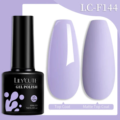 LILYCUTE 7ML Färgglad Gel Nagellack 129 Färger Långvarig För Manikyr Semi Permanent Base Top Coat Nail Art UV Gel Lack