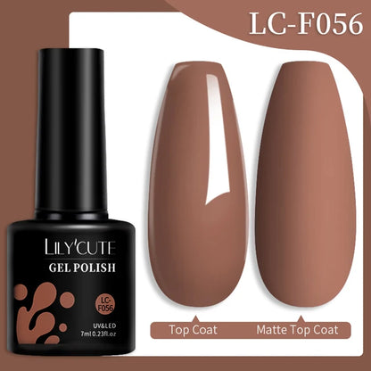 LILYCUTE 7ML Färgglad Gel Nagellack 129 Färger Långvarig För Manikyr Semi Permanent Base Top Coat Nail Art UV Gel Lack