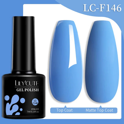 LILYCUTE 7ML Färgglad Gel Nagellack 129 Färger Långvarig För Manikyr Semi Permanent Base Top Coat Nail Art UV Gel Lack