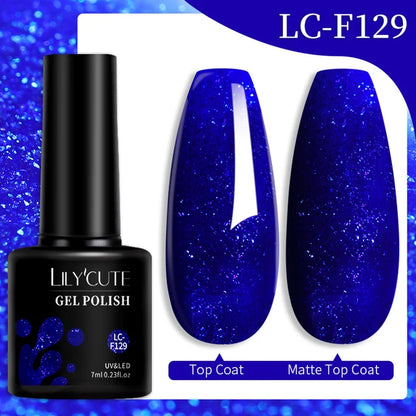 LILYCUTE 7ML Färgglad Gel Nagellack 129 Färger Långvarig För Manikyr Semi Permanent Base Top Coat Nail Art UV Gel Lack