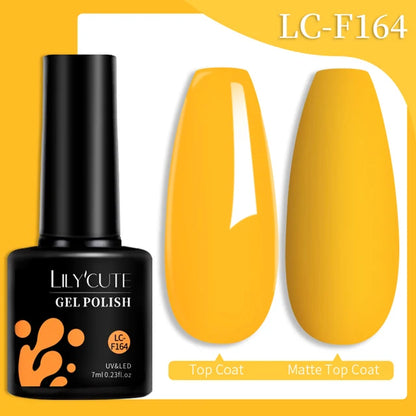 LILYCUTE 7ML Färgglad Gel Nagellack 129 Färger Långvarig För Manikyr Semi Permanent Base Top Coat Nail Art UV Gel Lack