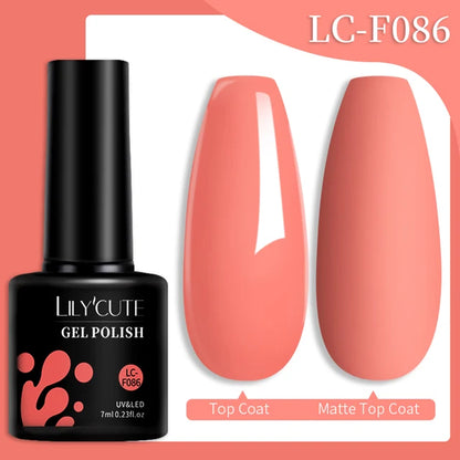 LILYCUTE 7ML Färgglad Gel Nagellack 129 Färger Långvarig För Manikyr Semi Permanent Base Top Coat Nail Art UV Gel Lack