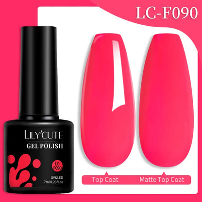 LILYCUTE 7ML Färgglad Gel Nagellack 129 Färger Långvarig För Manikyr Semi Permanent Base Top Coat Nail Art UV Gel Lack