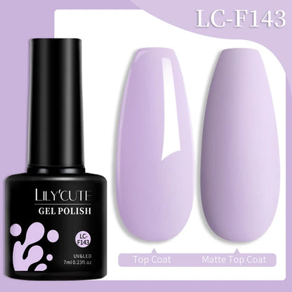 LILYCUTE 7ML Färgglad Gel Nagellack 129 Färger Långvarig För Manikyr Semi Permanent Base Top Coat Nail Art UV Gel Lack