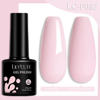 LILYCUTE 7ML Färgglad Gel Nagellack 129 Färger Långvarig För Manikyr Semi Permanent Base Top Coat Nail Art UV Gel Lack