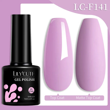 LILYCUTE 7ML Färgglad Gel Nagellack 129 Färger Långvarig För Manikyr Semi Permanent Base Top Coat Nail Art UV Gel Lack