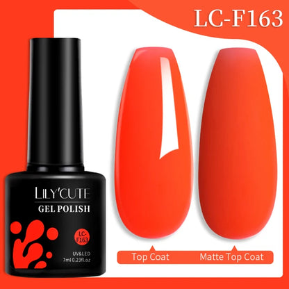LILYCUTE 7ML Färgglad Gel Nagellack 129 Färger Långvarig För Manikyr Semi Permanent Base Top Coat Nail Art UV Gel Lack