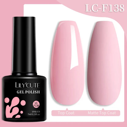LILYCUTE 7ML Färgglad Gel Nagellack 129 Färger Långvarig För Manikyr Semi Permanent Base Top Coat Nail Art UV Gel Lack