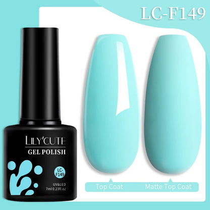 LILYCUTE 7ML Färgglad Gel Nagellack 129 Färger Långvarig För Manikyr Semi Permanent Base Top Coat Nail Art UV Gel Lack