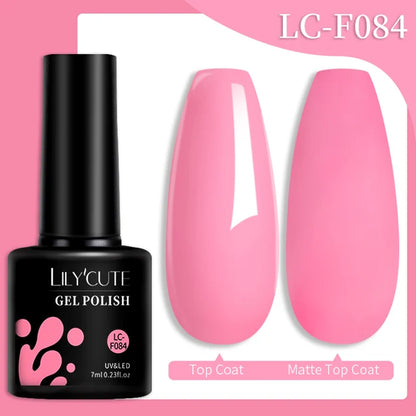 LILYCUTE 7ML Färgglad Gel Nagellack 129 Färger Långvarig För Manikyr Semi Permanent Base Top Coat Nail Art UV Gel Lack