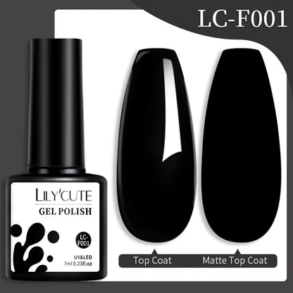 LILYCUTE 7ML Färgglad Gel Nagellack 129 Färger Långvarig För Manikyr Semi Permanent Base Top Coat Nail Art UV Gel Lack