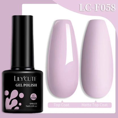 LILYCUTE 7ML Färgglad Gel Nagellack 129 Färger Långvarig För Manikyr Semi Permanent Base Top Coat Nail Art UV Gel Lack