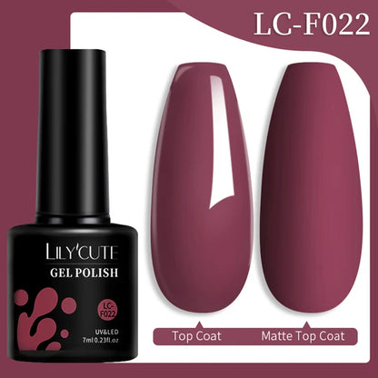 LILYCUTE 7ML Färgglad Gel Nagellack 129 Färger Långvarig För Manikyr Semi Permanent Base Top Coat Nail Art UV Gel Lack