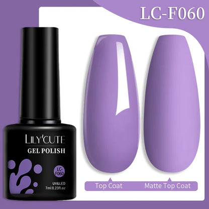 LILYCUTE 7ML Färgglad Gel Nagellack 129 Färger Långvarig För Manikyr Semi Permanent Base Top Coat Nail Art UV Gel Lack