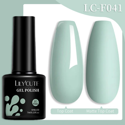 LILYCUTE 7ML Färgglad Gel Nagellack 129 Färger Långvarig För Manikyr Semi Permanent Base Top Coat Nail Art UV Gel Lack