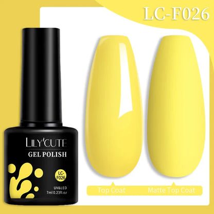 LILYCUTE 7ML Färgglad Gel Nagellack 129 Färger Långvarig För Manikyr Semi Permanent Base Top Coat Nail Art UV Gel Lack