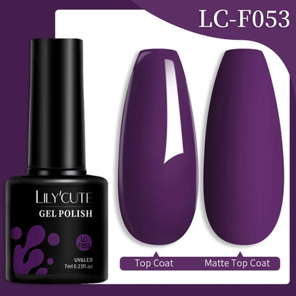 LILYCUTE 7ML Färgglad Gel Nagellack 129 Färger Långvarig För Manikyr Semi Permanent Base Top Coat Nail Art UV Gel Lack