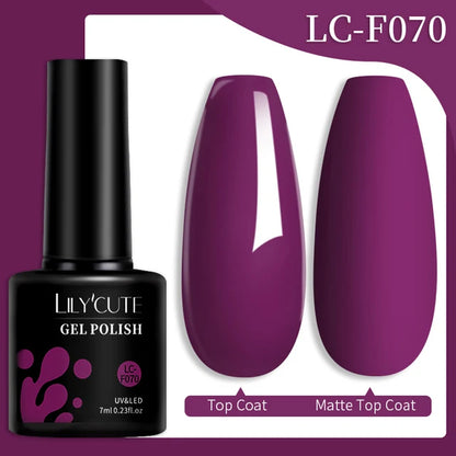 LILYCUTE 7ML Färgglad Gel Nagellack 129 Färger Långvarig För Manikyr Semi Permanent Base Top Coat Nail Art UV Gel Lack