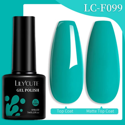 LILYCUTE 7ML Färgglad Gel Nagellack 129 Färger Långvarig För Manikyr Semi Permanent Base Top Coat Nail Art UV Gel Lack