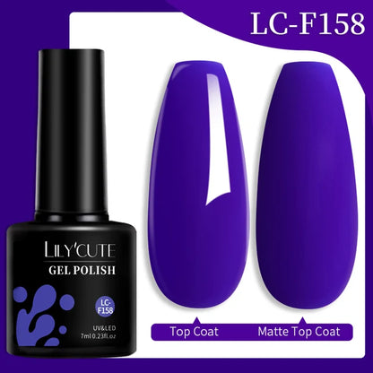 LILYCUTE 7ML Färgglad Gel Nagellack 129 Färger Långvarig För Manikyr Semi Permanent Base Top Coat Nail Art UV Gel Lack