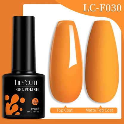 LILYCUTE 7ML Färgglad Gel Nagellack 129 Färger Långvarig För Manikyr Semi Permanent Base Top Coat Nail Art UV Gel Lack