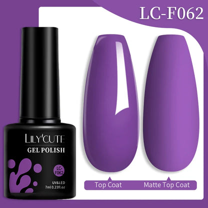 LILYCUTE 7ML Färgglad Gel Nagellack 129 Färger Långvarig För Manikyr Semi Permanent Base Top Coat Nail Art UV Gel Lack