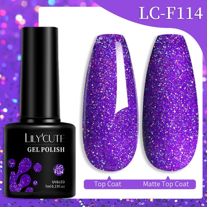LILYCUTE 7ML Färgglad Gel Nagellack 129 Färger Långvarig För Manikyr Semi Permanent Base Top Coat Nail Art UV Gel Lack
