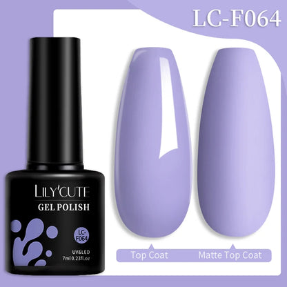 LILYCUTE 7ML Färgglad Gel Nagellack 129 Färger Långvarig För Manikyr Semi Permanent Base Top Coat Nail Art UV Gel Lack