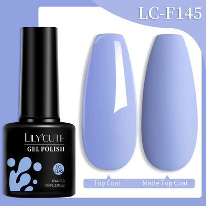 LILYCUTE 7ML Färgglad Gel Nagellack 129 Färger Långvarig För Manikyr Semi Permanent Base Top Coat Nail Art UV Gel Lack