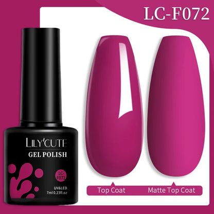 LILYCUTE 7ML Färgglad Gel Nagellack 129 Färger Långvarig För Manikyr Semi Permanent Base Top Coat Nail Art UV Gel Lack
